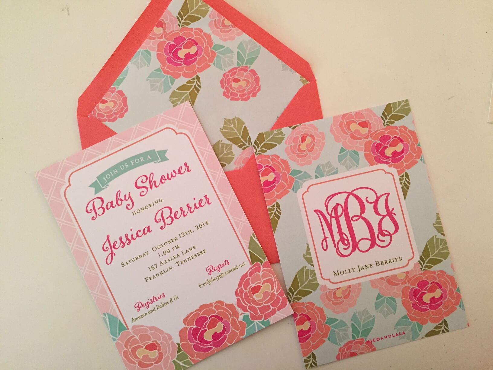 Watercolor Flower Baby Shower Nico and Lala