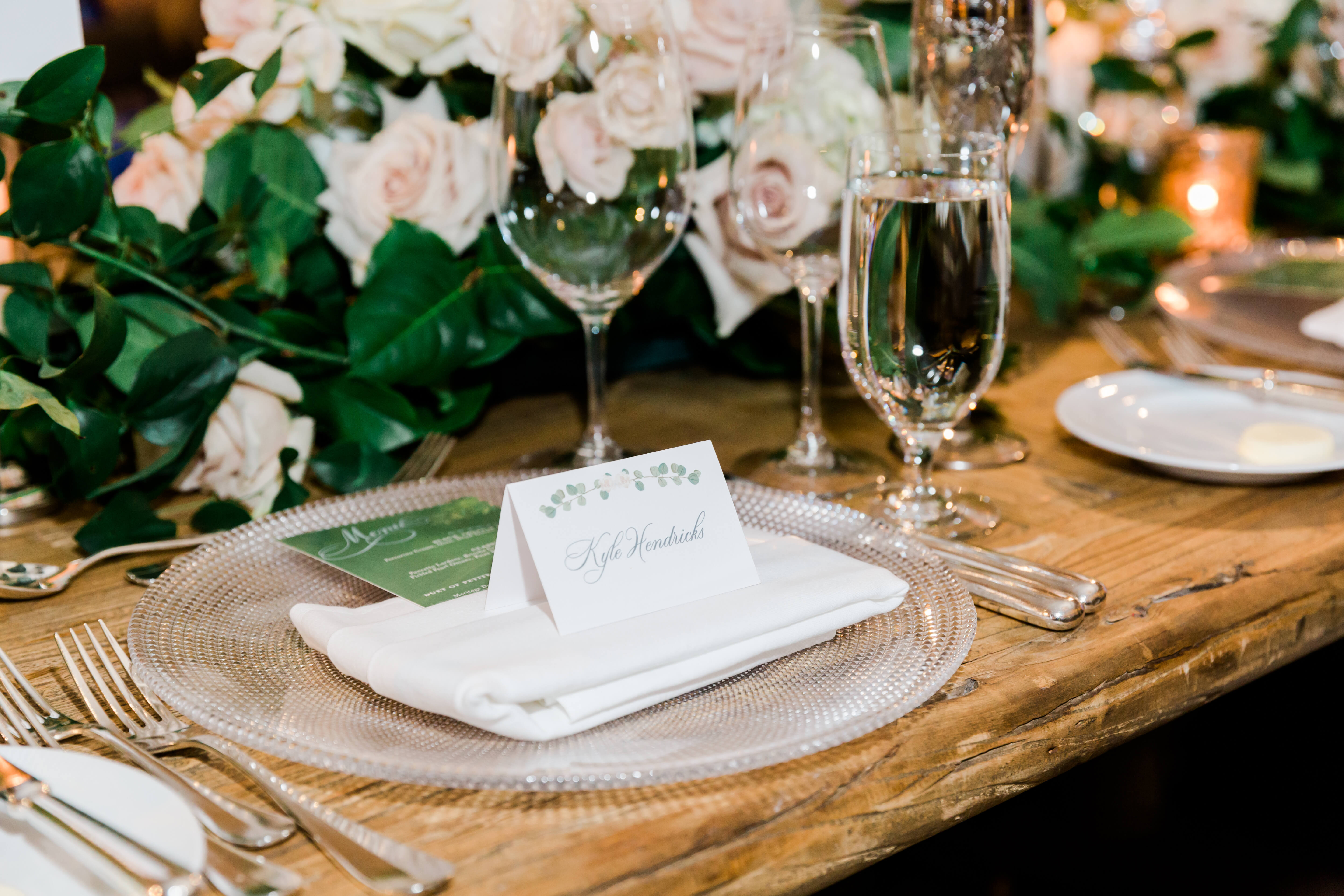 tented escort cards for greenery wedding