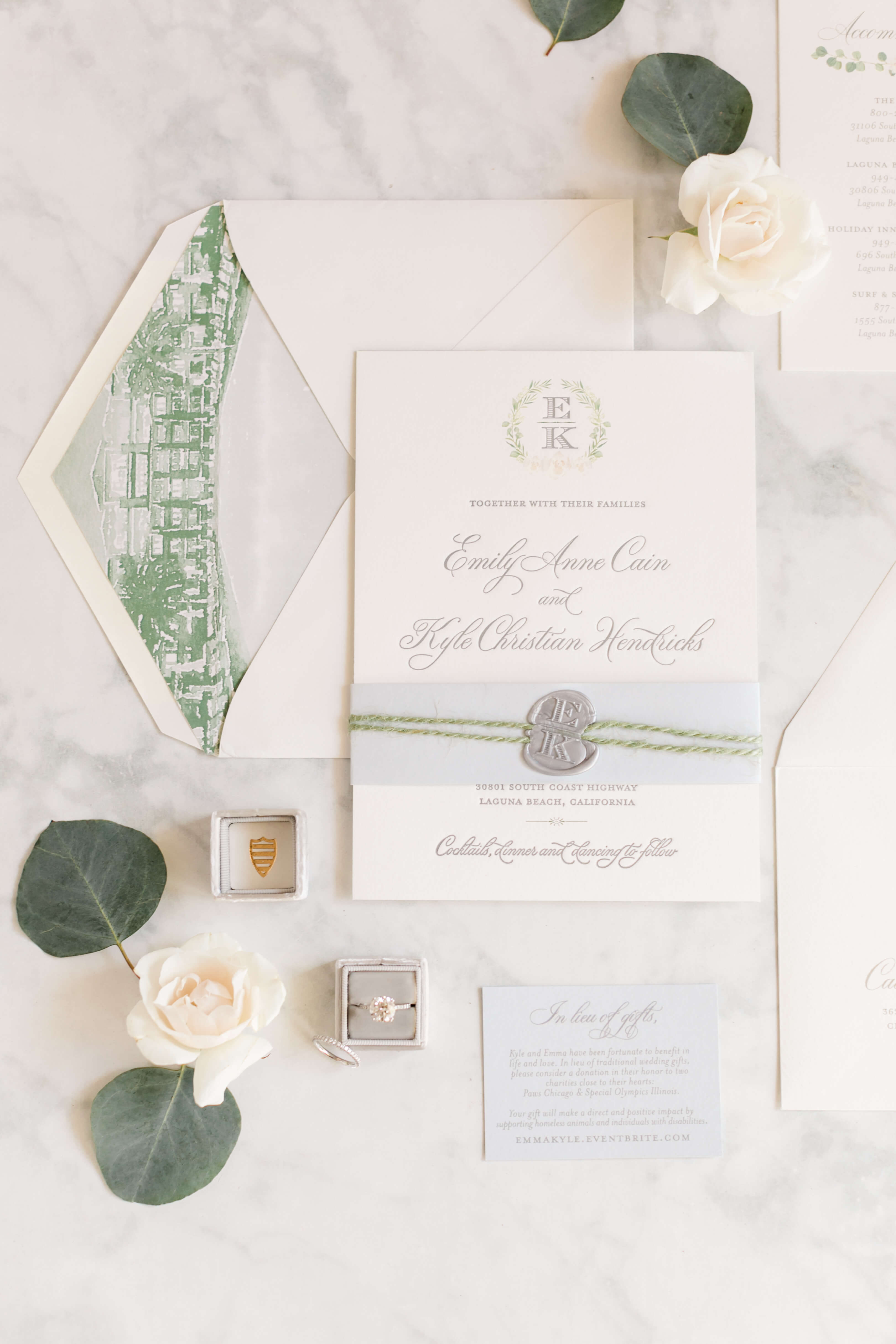 wedding invitations with monogram wax seal