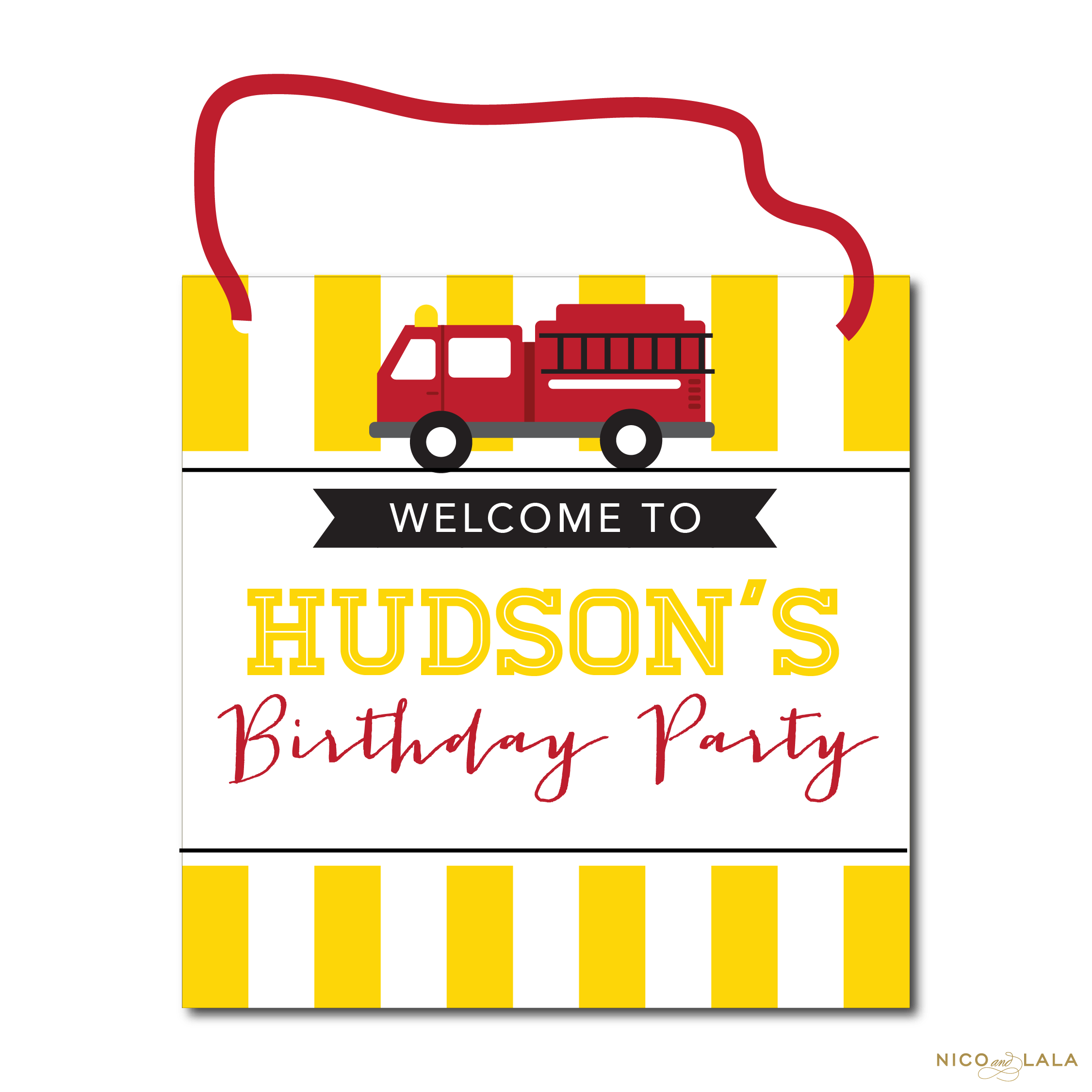 Fire Truck Birthday Door Sign Nico And Lala