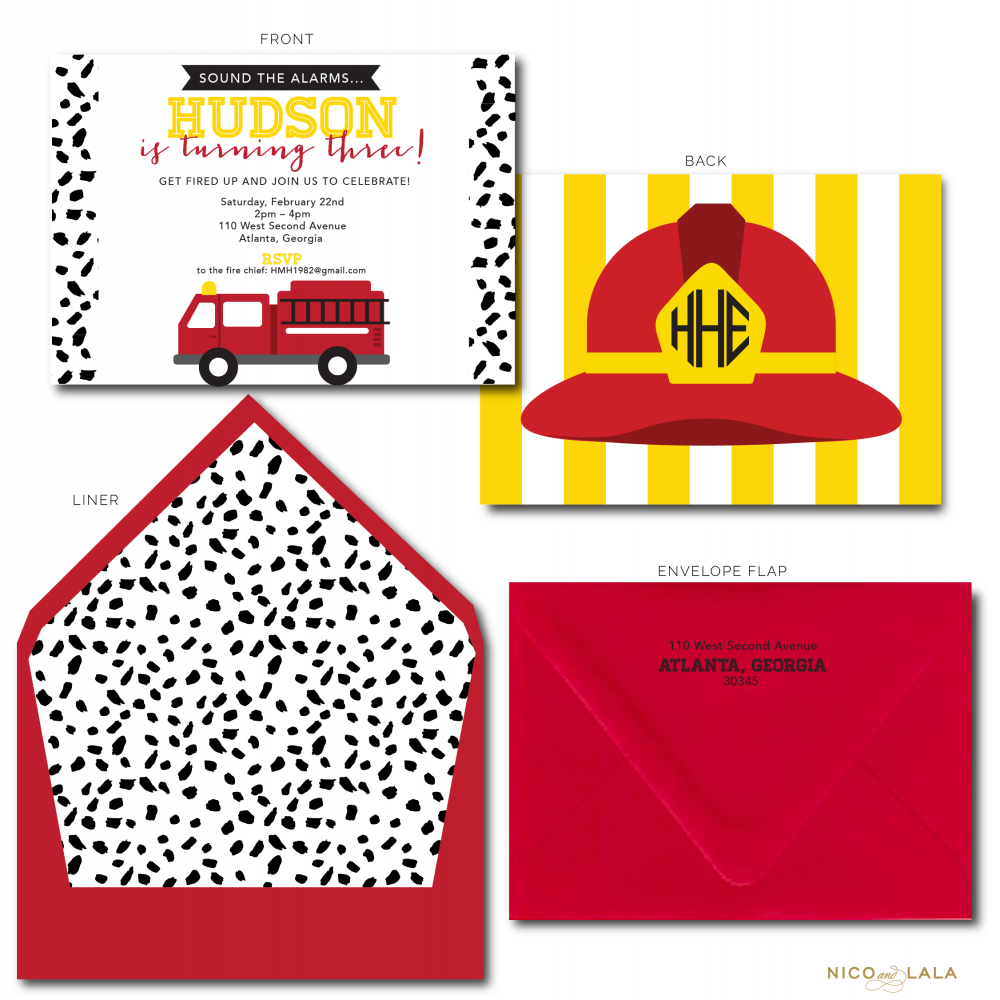 fire truck birthday invitations