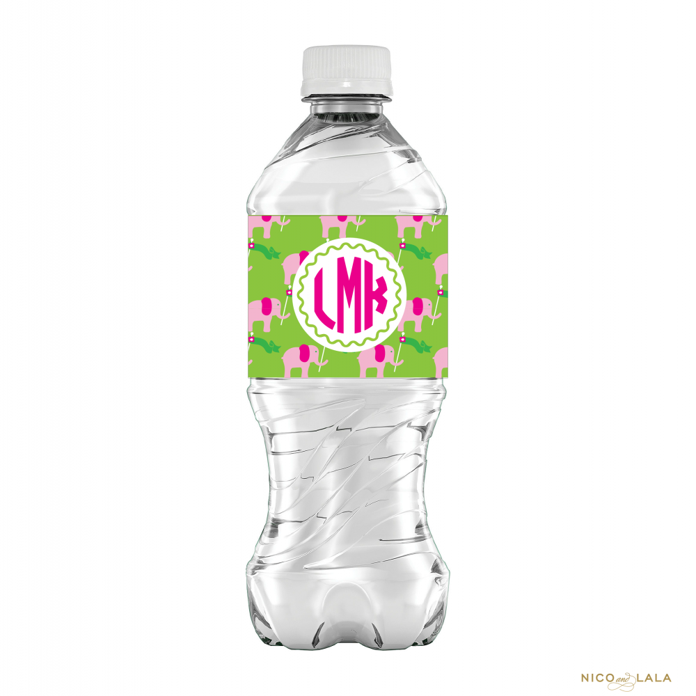 Lilly Pulitzer themed birthday water bottle labels