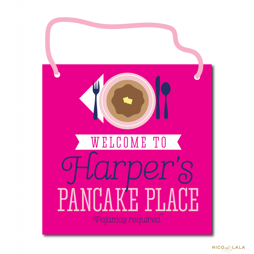 Pancakes and Pajamas Birthday Door Sign