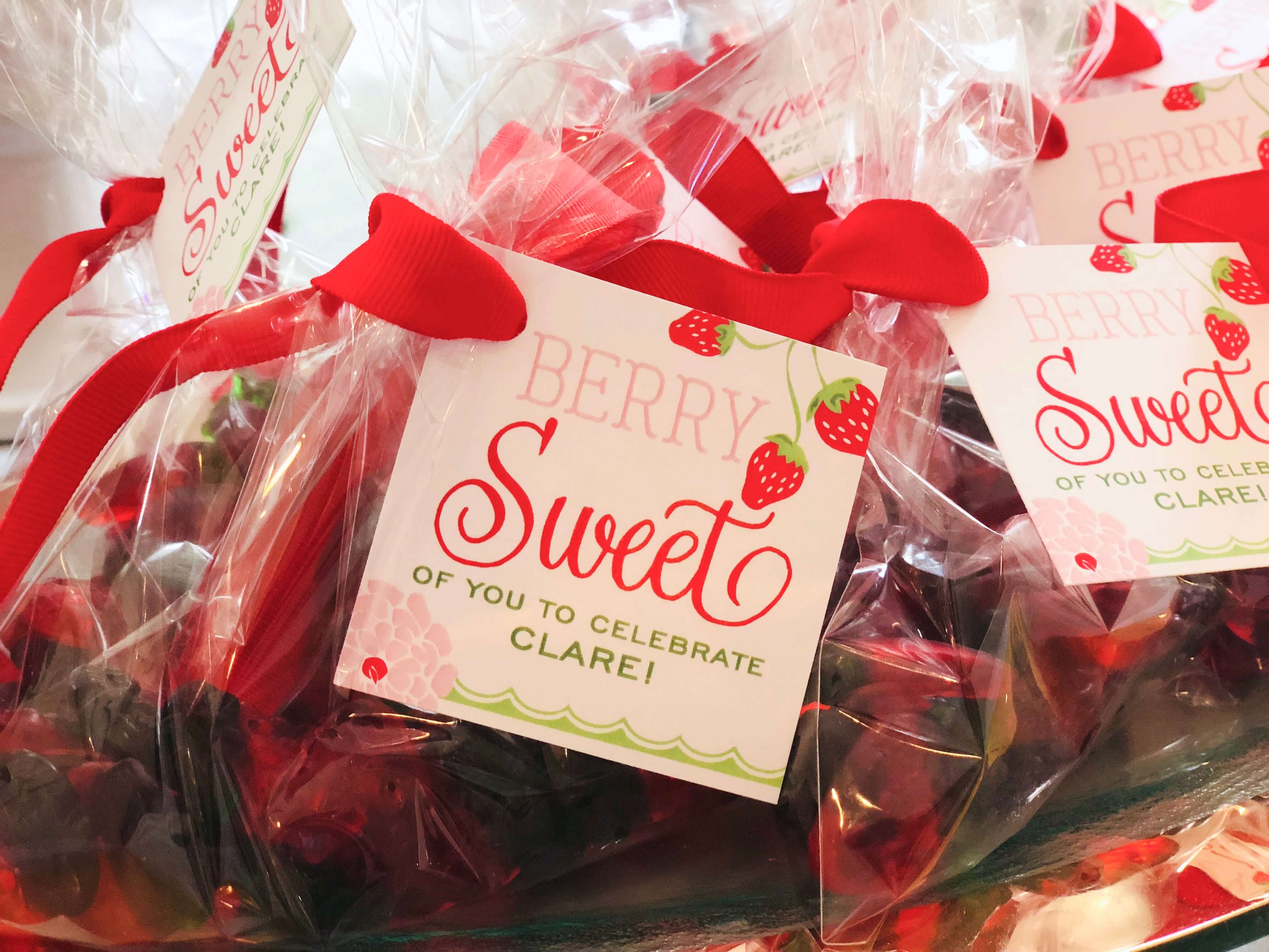 berry sweet of you to join us favor tags tied on sweets